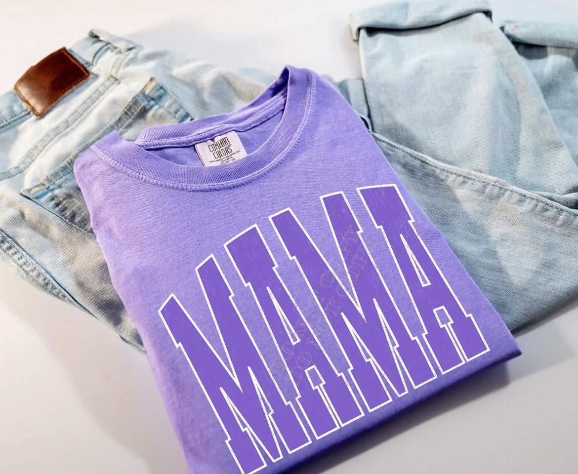 Mama purple varsity comfort colors