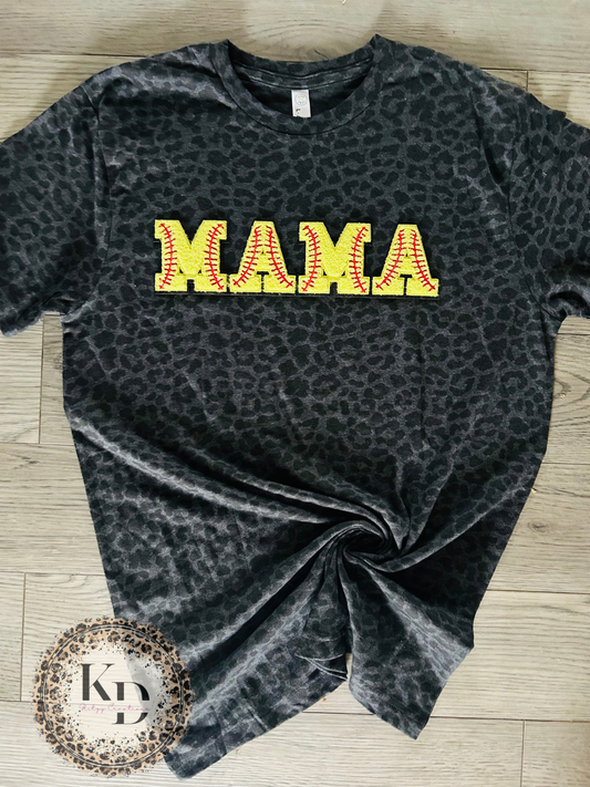 Mama softball chenille patch